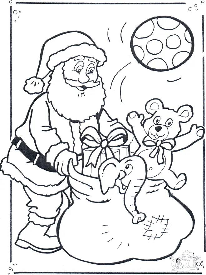 Coloriage Père Noël barbu souriant dans son atelier - Père Noël à imprimer