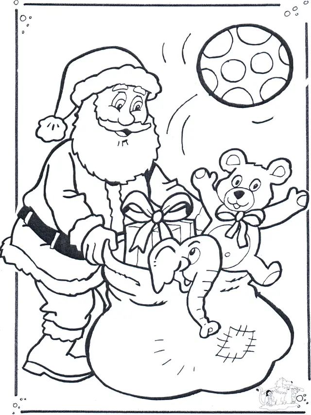 Coloriage Père Noël barbu souriant dans son atelier - Père Noël à imprimer