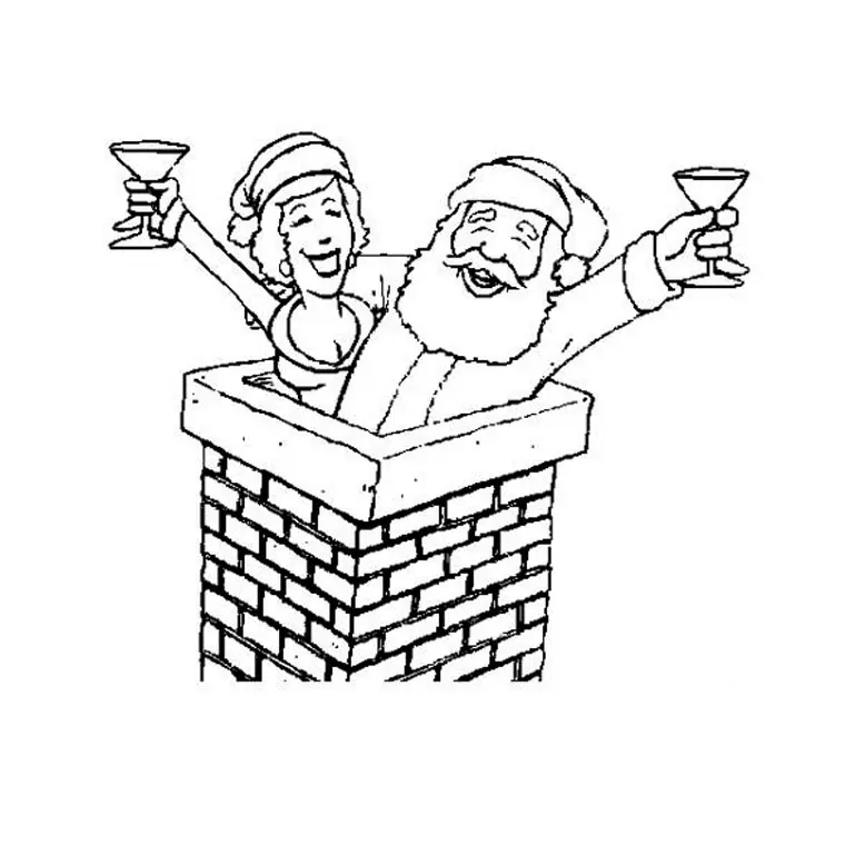 Ausmalbild Weihnachtsmann und Weihnachtsfrau zum Ausdrucken