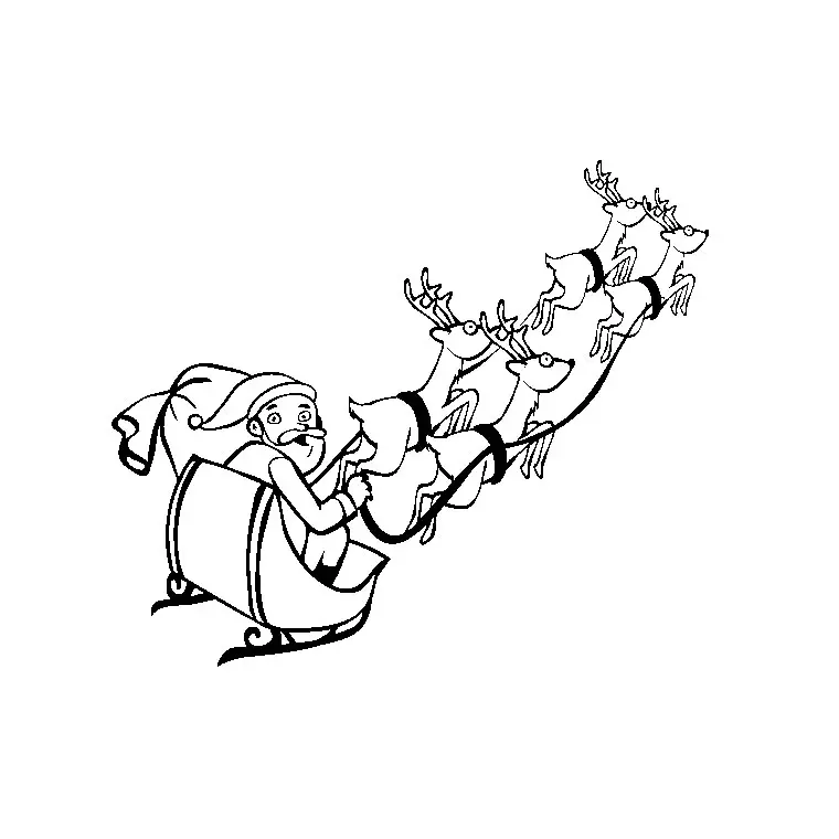 Santa Claus and His Sleigh coloring page to print