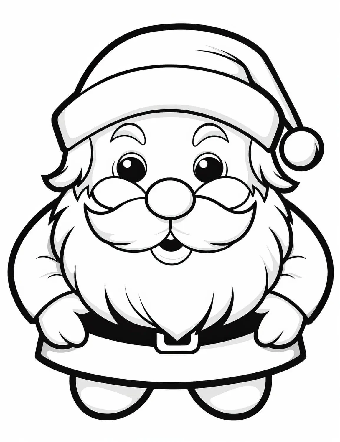 Cute Easy Santa Claus for Preschoolers coloring page to print