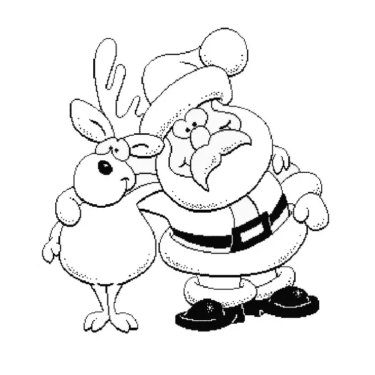 Kleurplaat Kerstman met rendieren om te printen