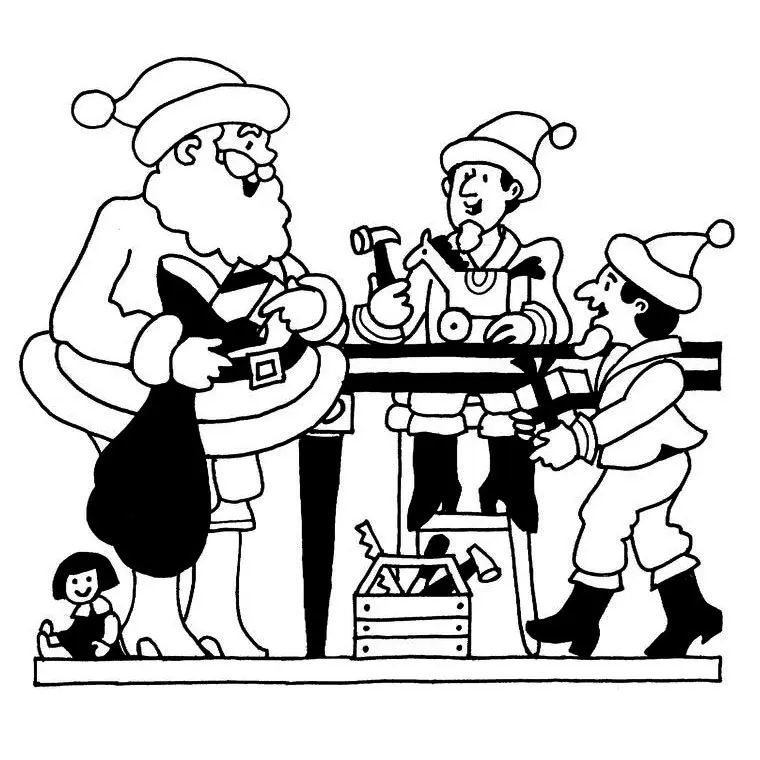 Santa Claus on a Computer coloring page to print