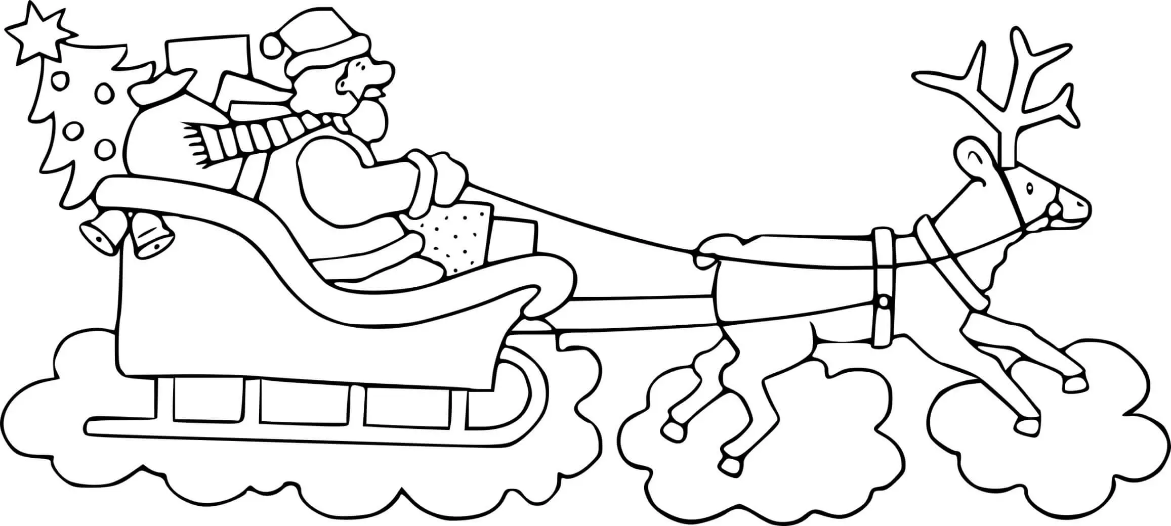 Coloriage Père Noël Traîneau Renne - Père Noël à imprimer