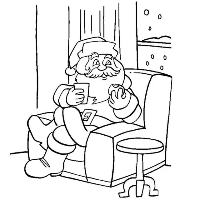 Coloriage Père Noël Tv - Noël à imprimer