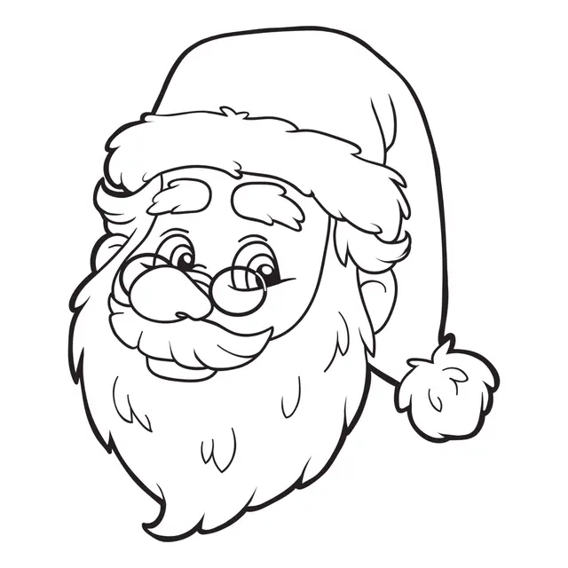 Coloriage Père Noël Visage Reel - Noël à imprimer
