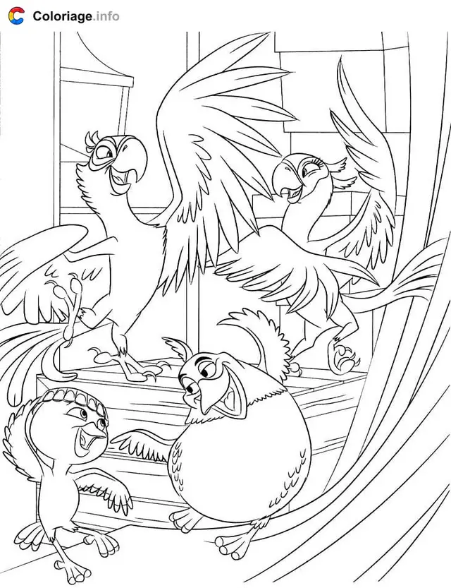Coloriage Perroquets les oiseaux de Rio - Perroquet à imprimer
