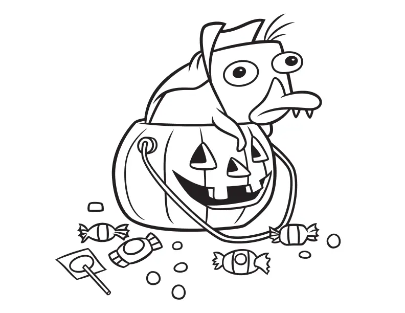 Perry the Platypus Halloween coloring page to print