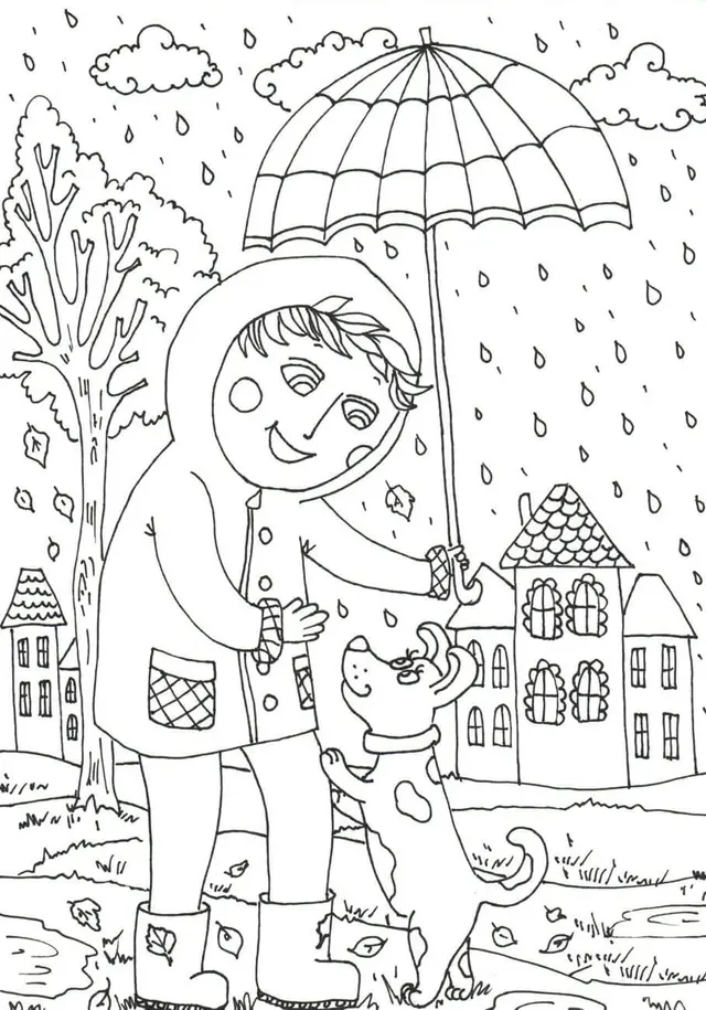 Coloriage Peter Boy In October Automne - Automne à imprimer