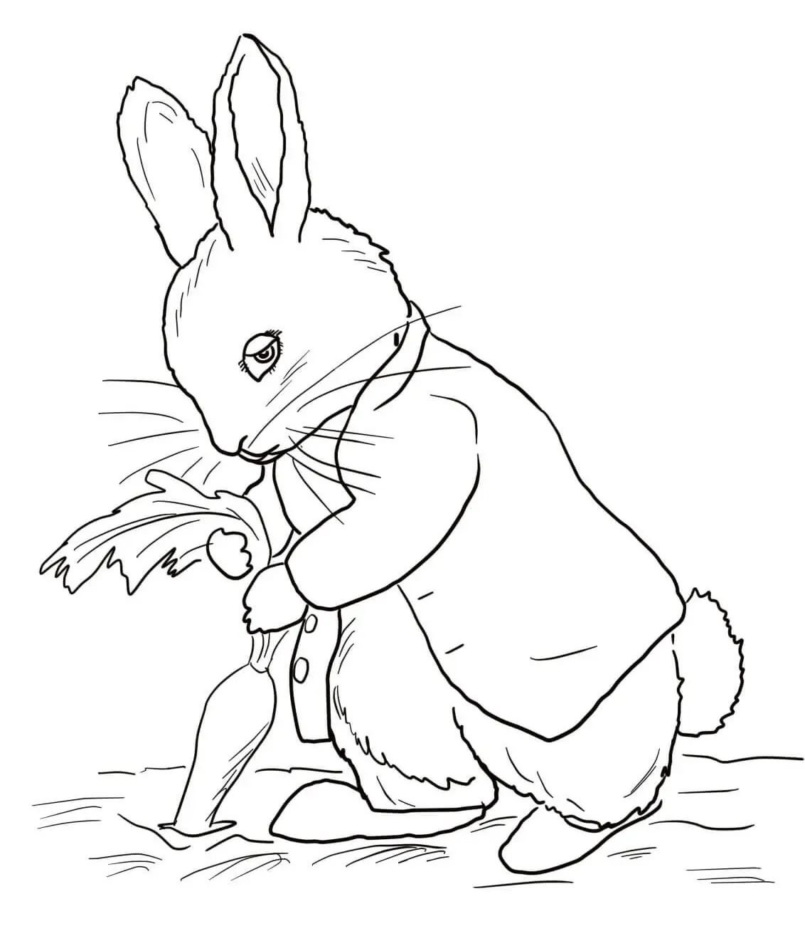 Coloriage Peter Rabbit Stealing Carrots - Pierre lapin à imprimer