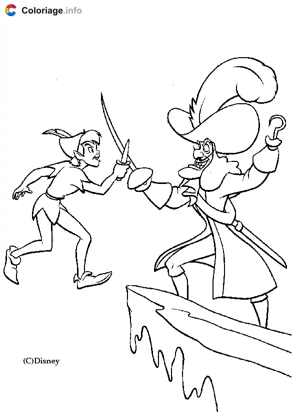 Peter Pan Flying Over Neverland coloring page to print