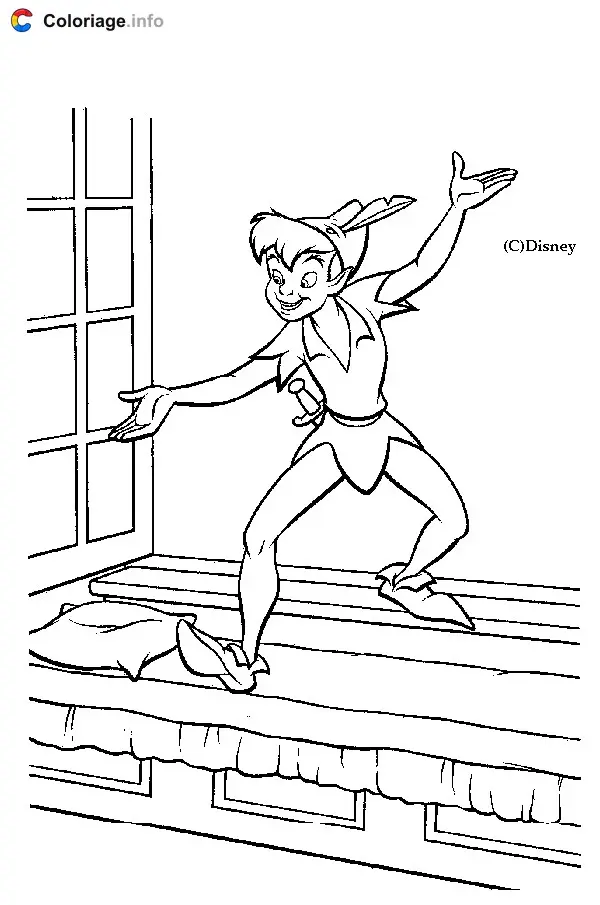 Peter Pan Flying Over Neverland coloring page to print