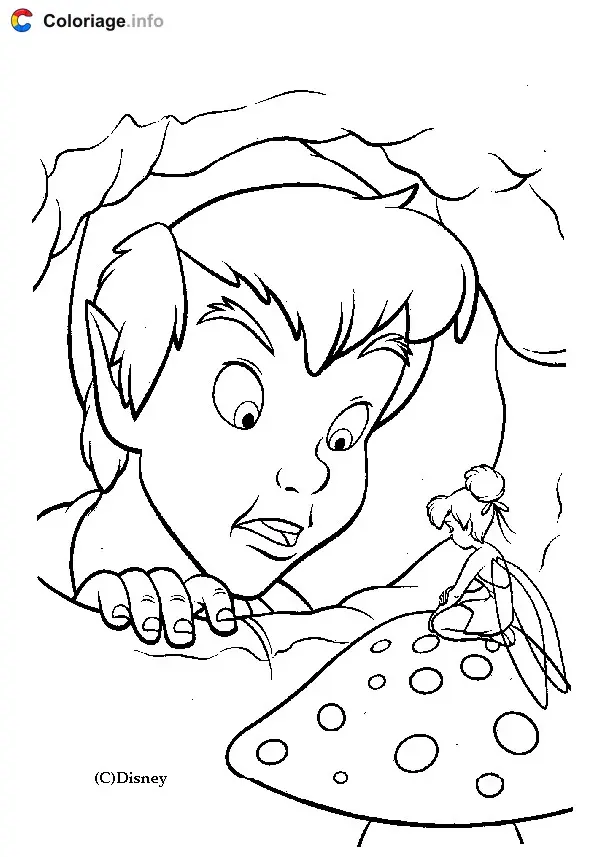 Peter Pan Flying Over Neverland coloring page to print