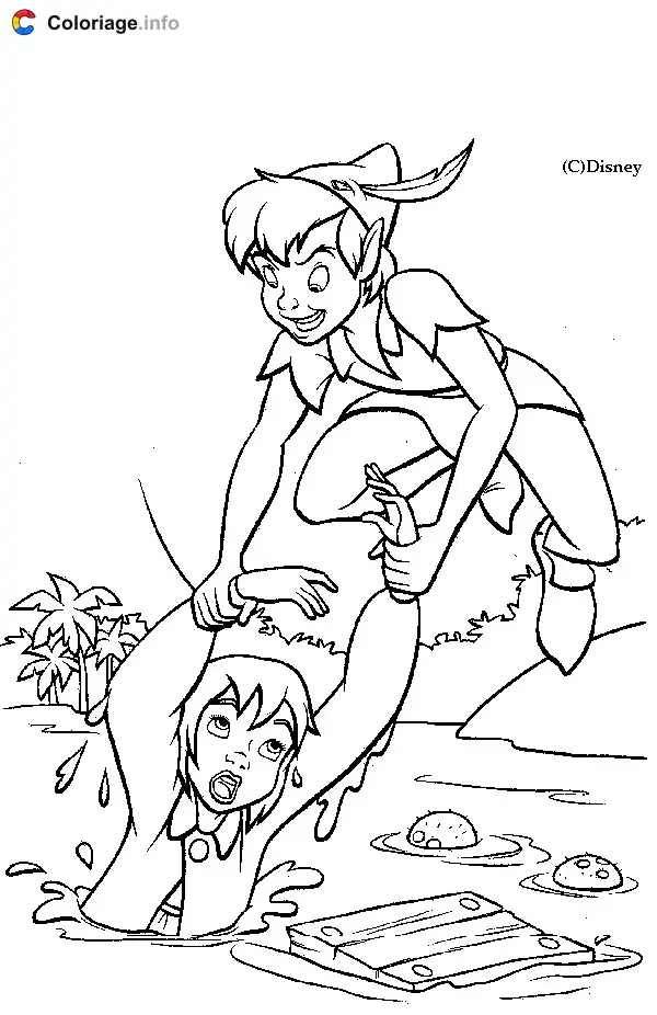 Peter Pan Flying Through Neverland coloring page to print