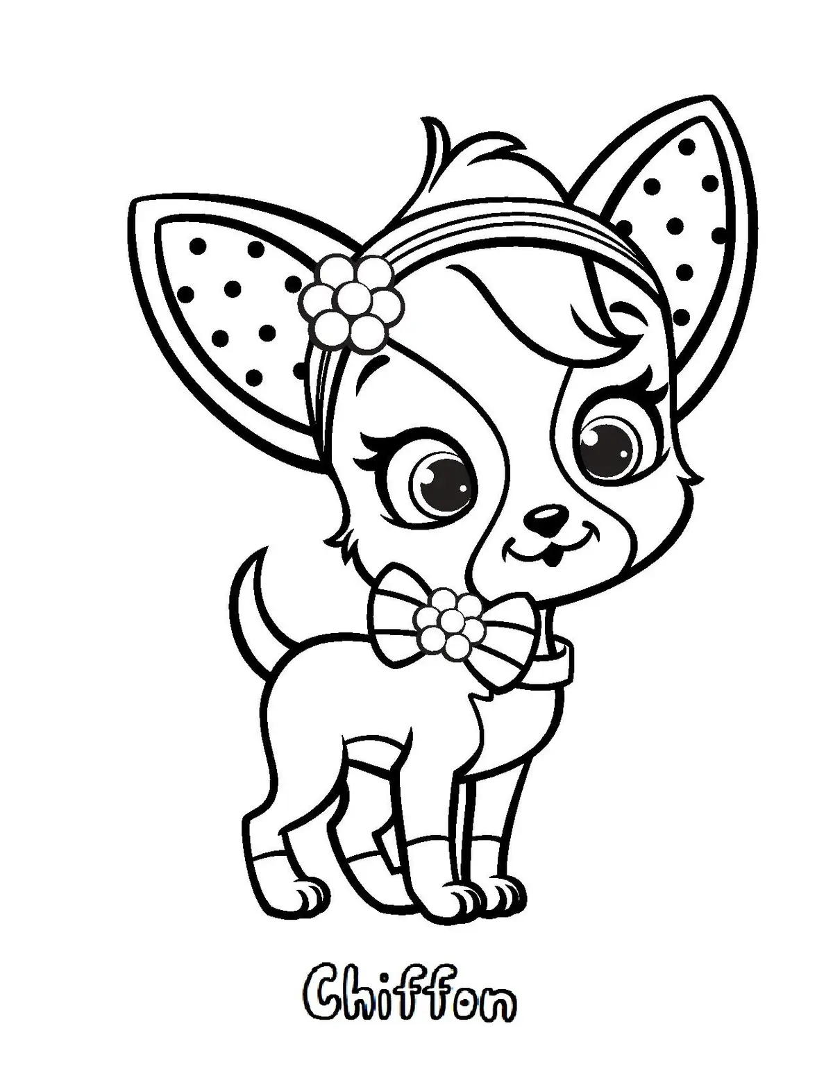 Disegno di Cagnolino Chiffon di Fragolina Dolcecuore da stampare