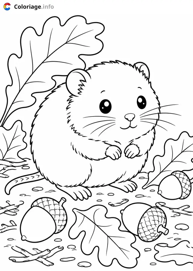 Coloriage Petit hamster dans la nature - Hamster à imprimer
