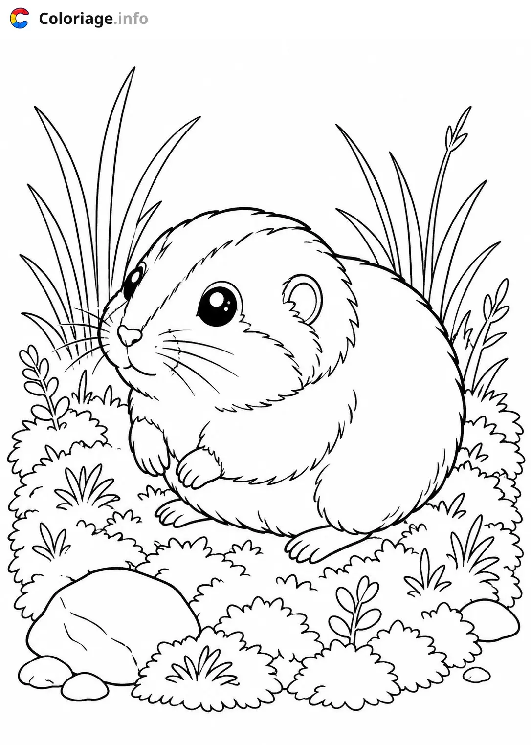 Little Rabbit in the Grass coloring page to print