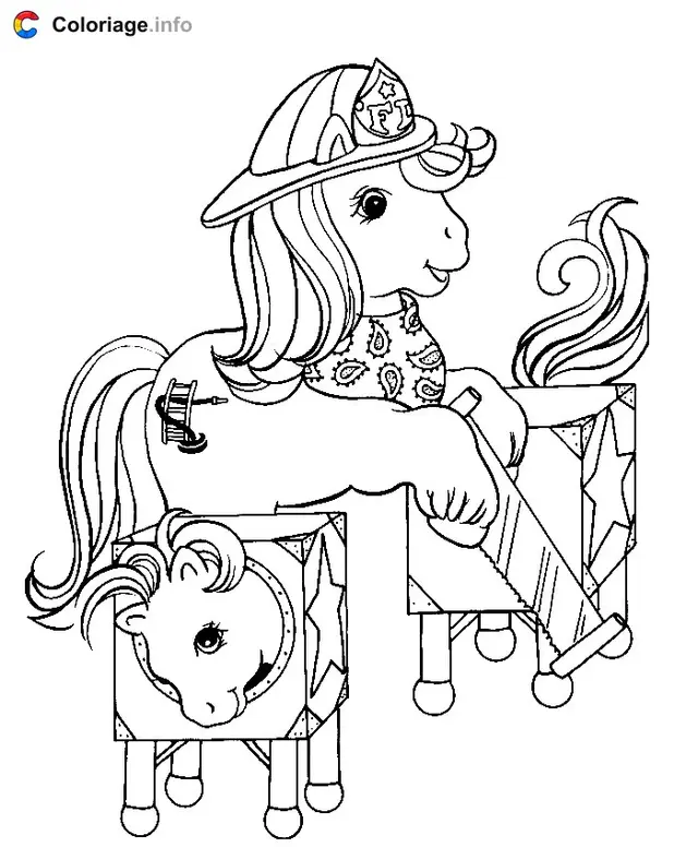 Coloriage Princesse Poney et son petit poulain - My little pony à imprimer