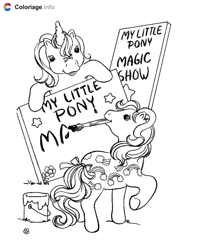 Coloriage Mon Petit Poney créant de la magie - My little pony à imprimer