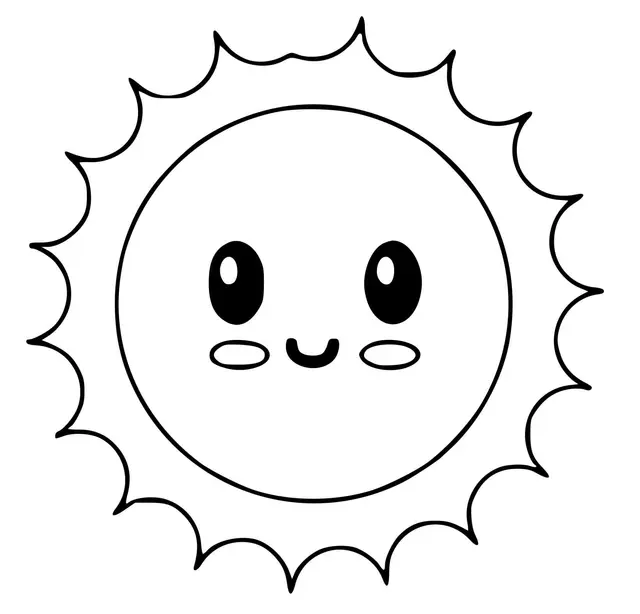 Coloriage Petit Soleil Étoile Kawaii Sourire - Soleil à imprimer