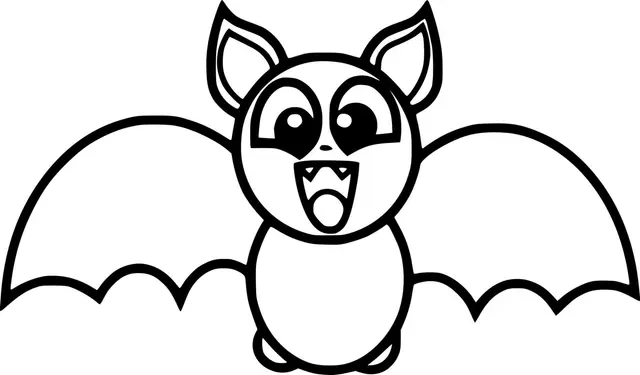 Ausmalbild Kleine brüllende Fledermaus – Halloween Ausmalbild zum Ausdrucken