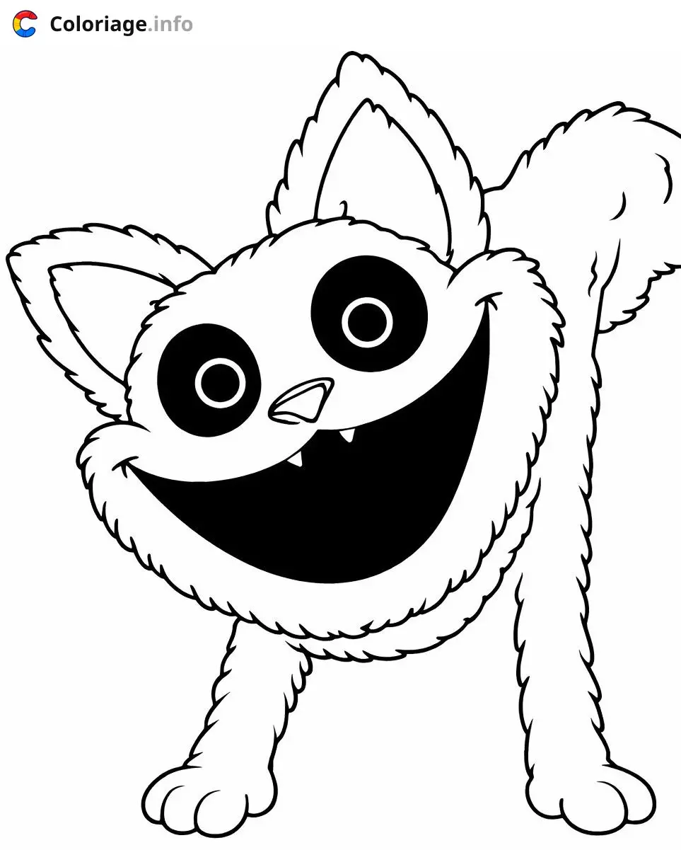 Coloriage Petite créature poilue souriante Poppy Playtime 1 - Poppy playtime à imprimer