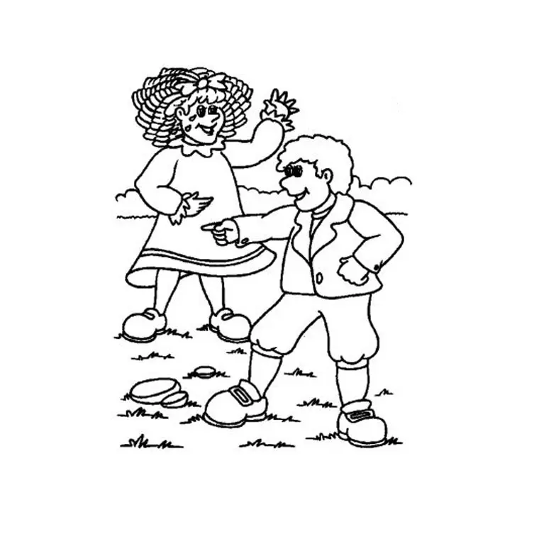 Little Girl and Little Boy coloring page to print