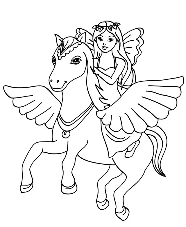Coloriage Petite Fille Sur Cheval - Fille à imprimer