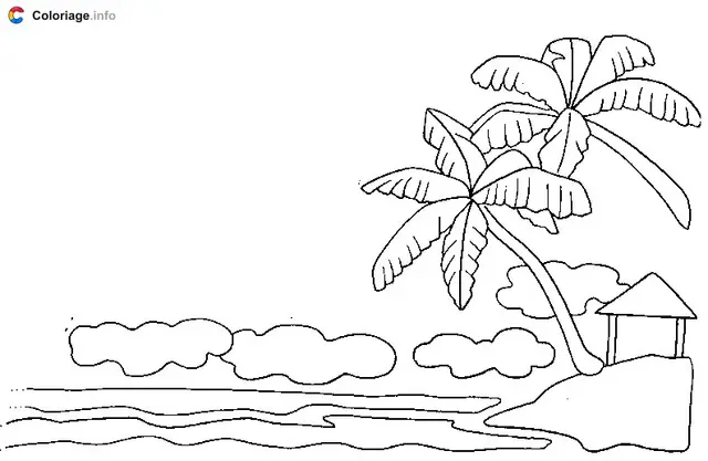Dibujo de Casita en una isla desierta para colorear