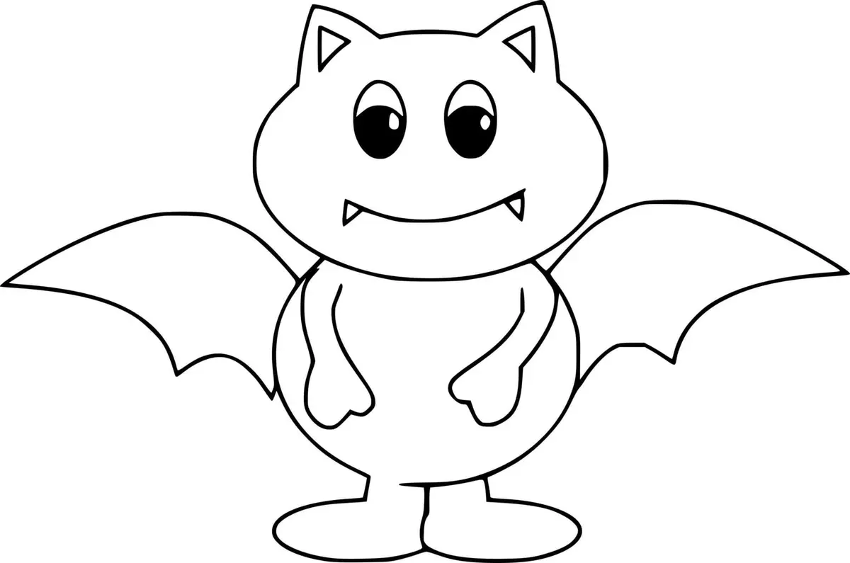 Ausmalbild Niedliche kleine Fledermaus zu Halloween zum Ausdrucken