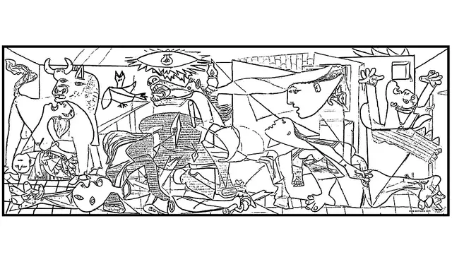 Coloriage Picaso Guernica - Art à imprimer