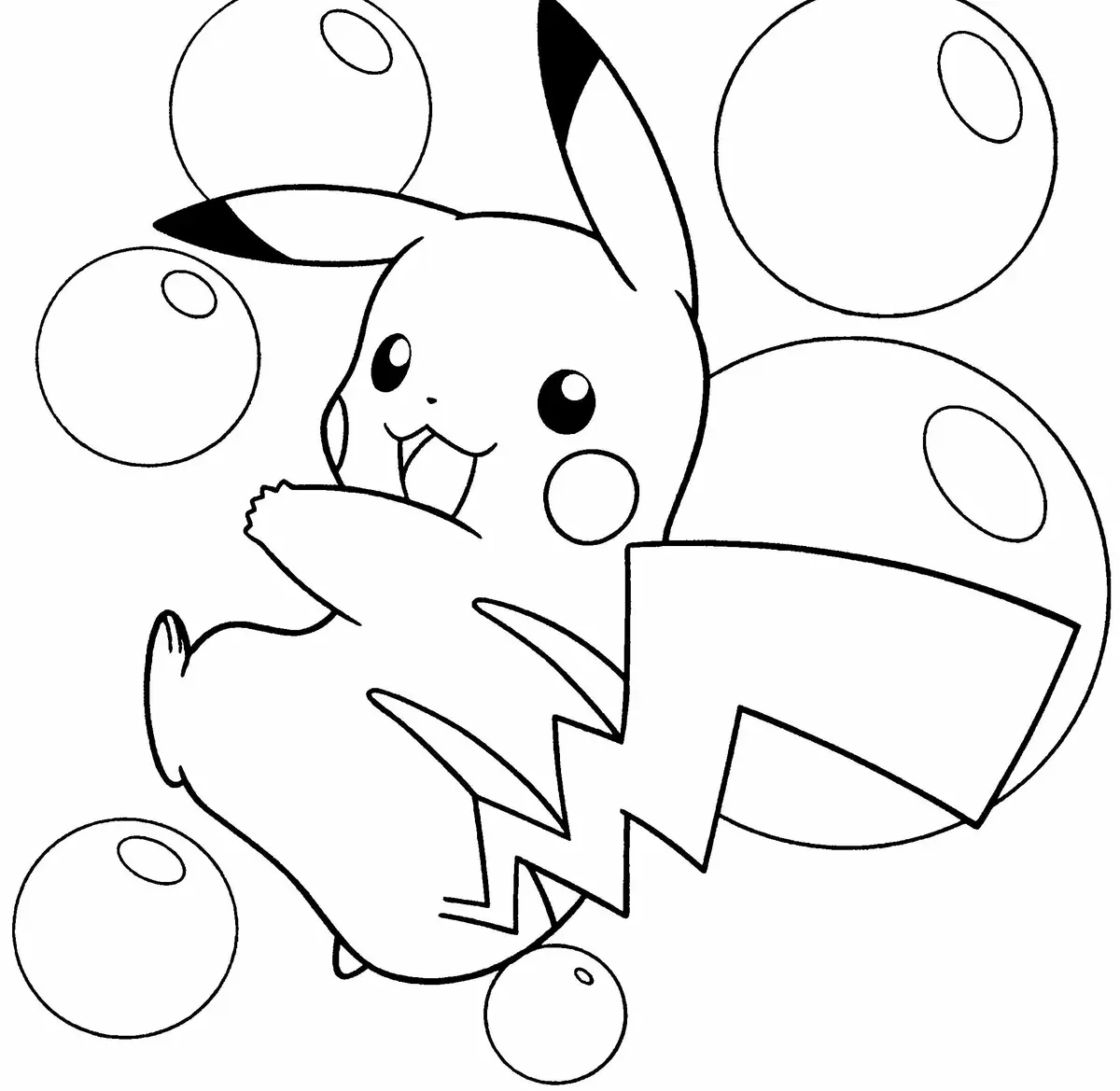 Smiling Pikachu with Sparkling Cheeks coloring page to print