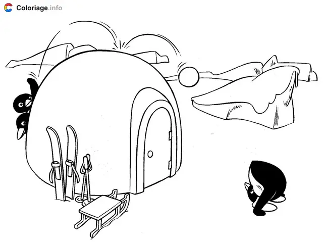 Coloriage Pingu joue à cache-cache - Pingouin à imprimer