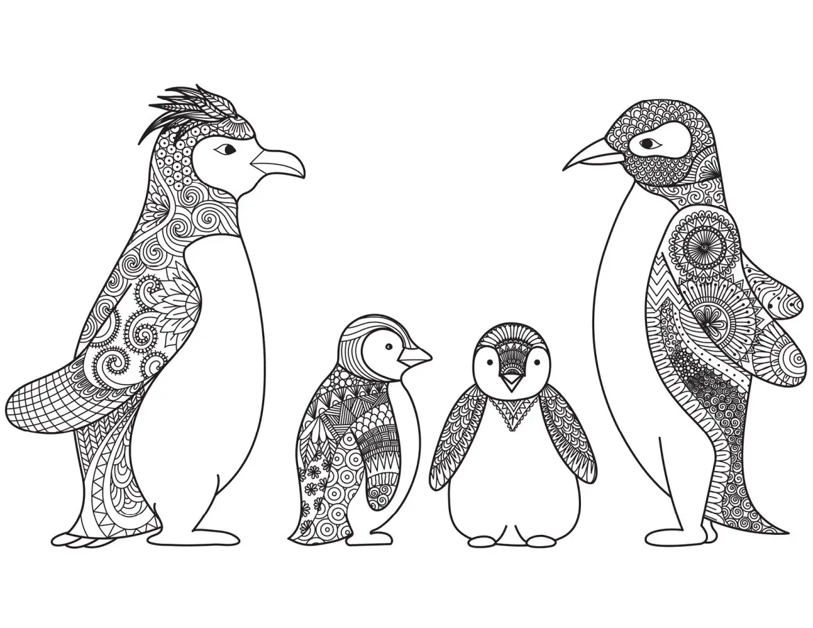 Disegno di Pinguino Mandala per Adulti da stampare