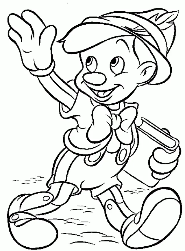 Coloriage Pinocchio Dit Bye Bye - Pinocchio à imprimer