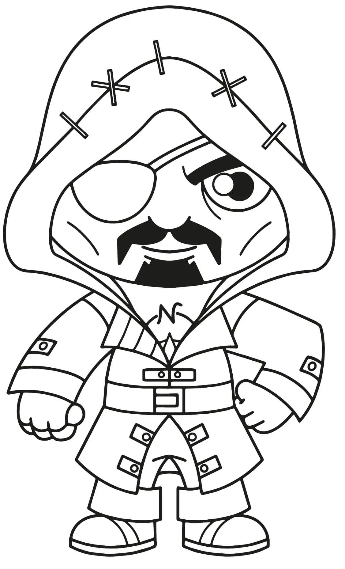 Coloriage Pirate Cœur Noir - Fortnite à imprimer
