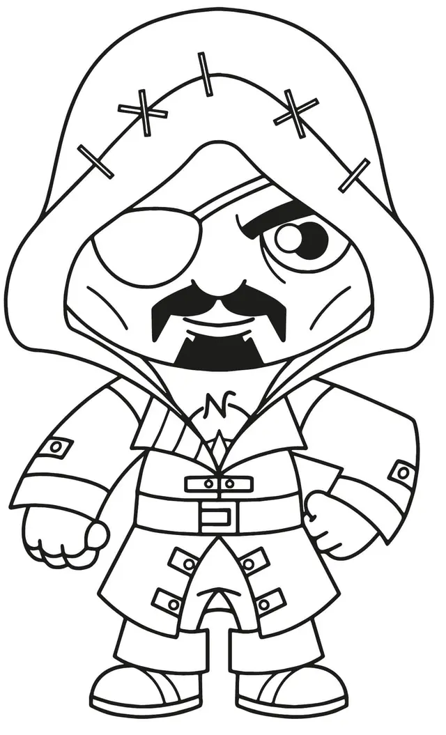 Coloriage Pirate Cœur Noir - Fortnite à imprimer