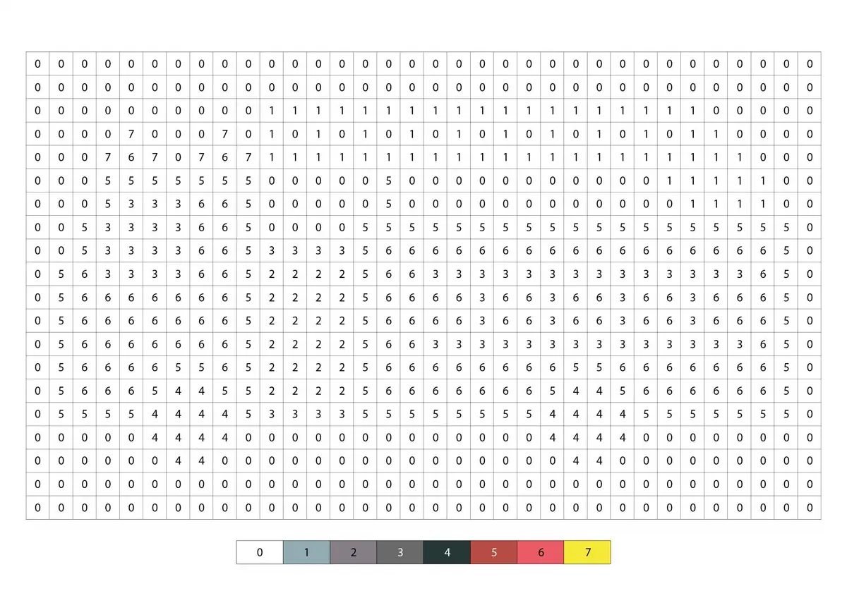 Ausmalbild Pixel Art Feuerwehrauto zum Ausdrucken