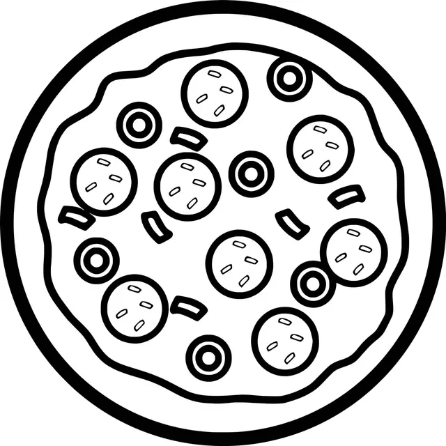 Coloriage Pizza Pepperoni Olive Fromage - Pizza à imprimer