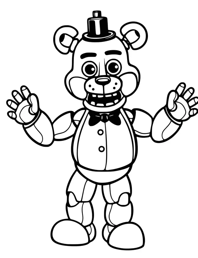 Desenho de Freddy Fazbear sorrindo em Five Nights para colorir