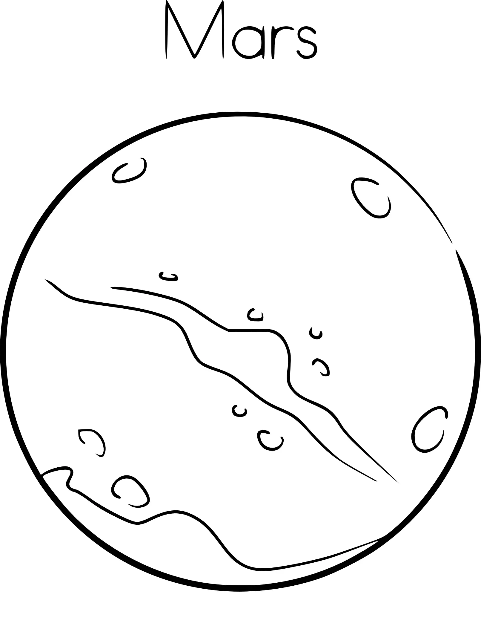Coloriage Planète Mars - Planète à imprimer