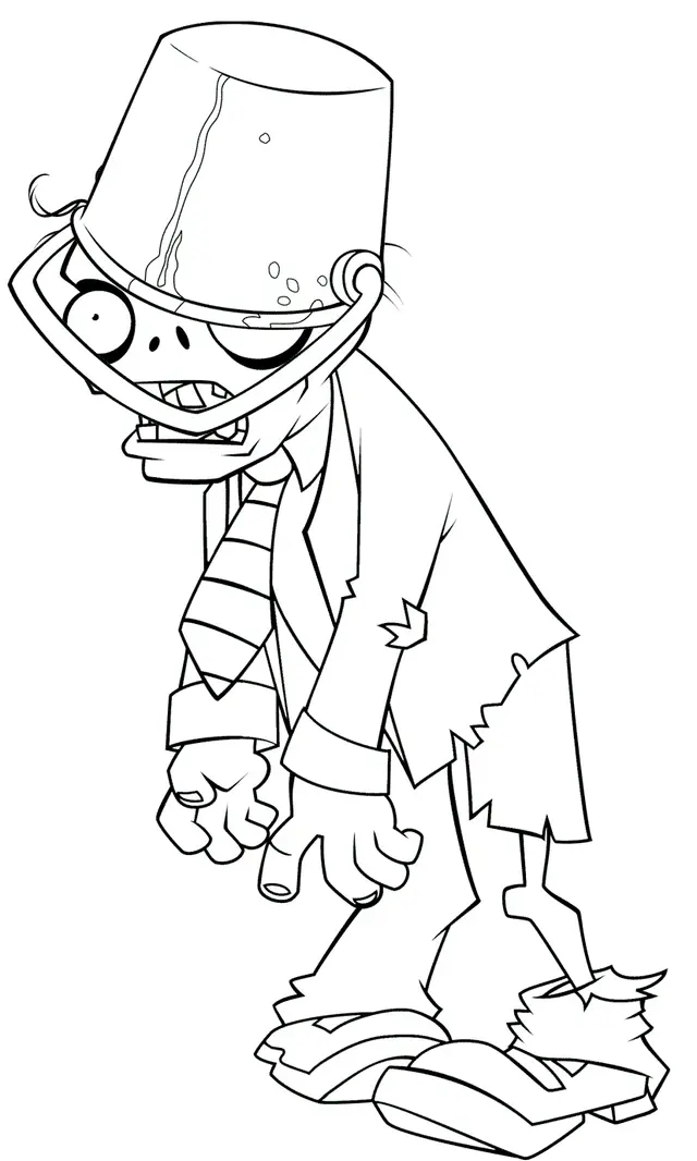 Coloriage Plants Vs Zombies Zombie Avec Un Seau - Zombie à imprimer