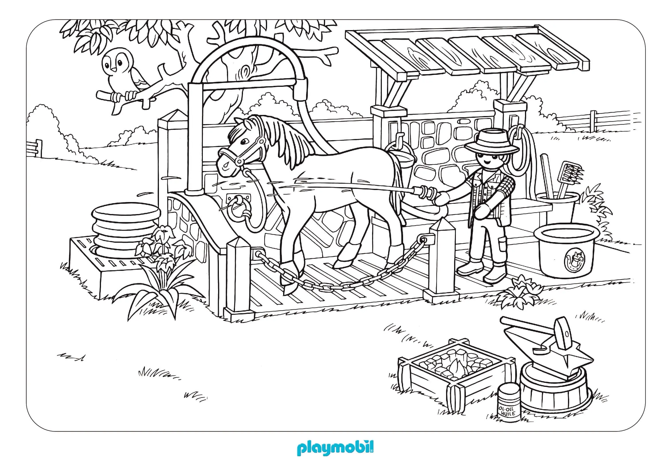 Coloriage Playmobil Aime Les Chevaux - Playmobil à imprimer