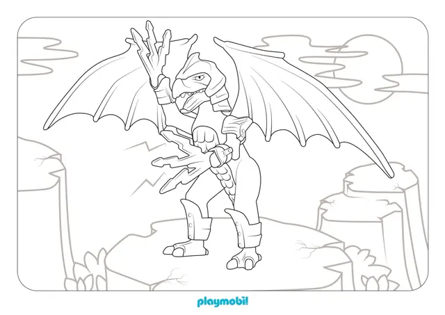 Coloriage Playmobil Royaume des dragonnaux magiques - Playmobil à imprimer