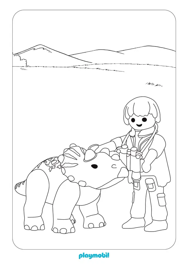 Coloriage Playmobil Avec Un Dino - Playmobil à imprimer