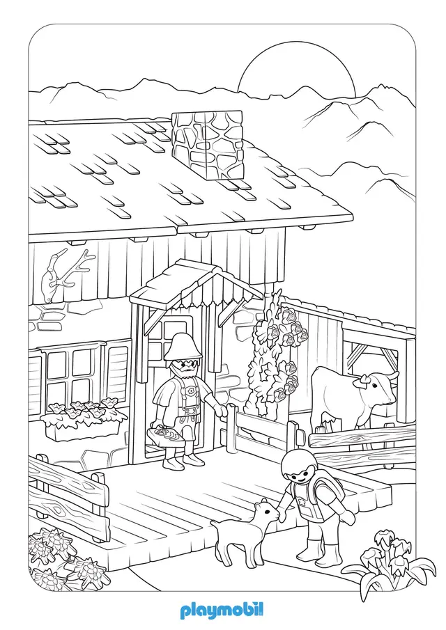 Coloriage Playmobil Avec Un Fermier - Playmobil à imprimer