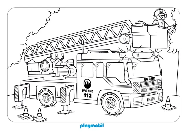 Coloriage Playmobil Camion De Pompier - Playmobil à imprimer