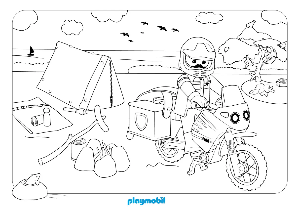 Kleurplaat Playmobil Camping 2 om te printen