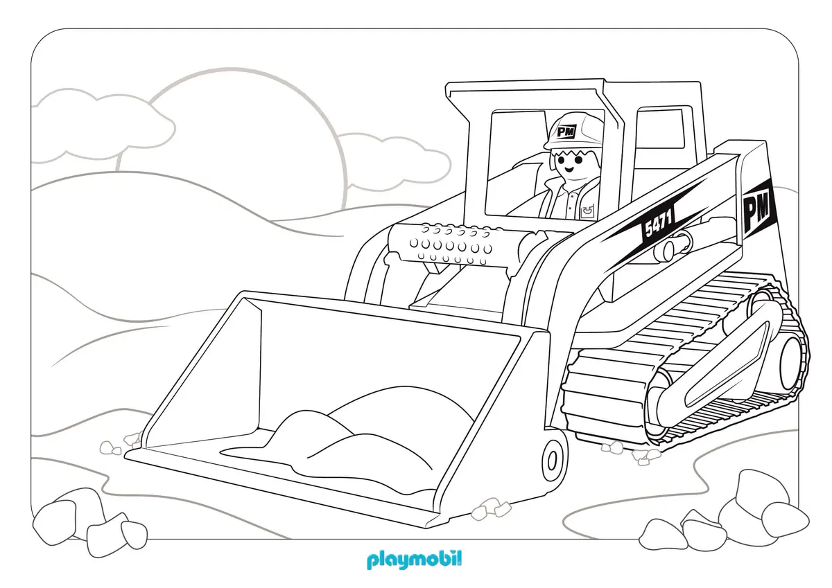 Ausmalbild Playmobil Baustelle in Aktion zum Ausdrucken
