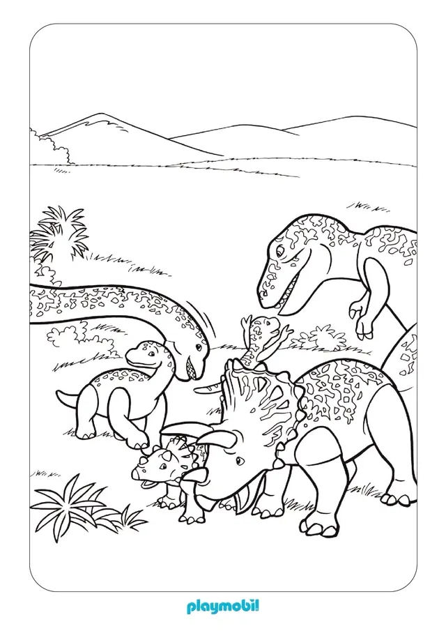 Coloriage Playmobil Dinos - Playmobil à imprimer